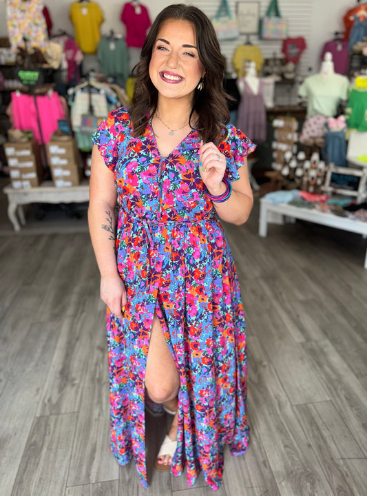 Floral Print Wrap Maxi Dress