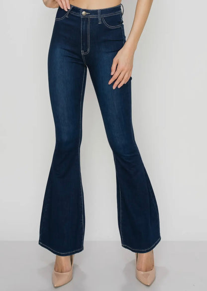 The Open Dark Bell Bottom Jeans