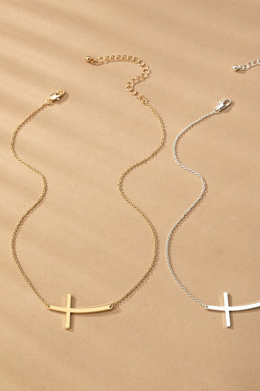 Sideways Cross Necklace