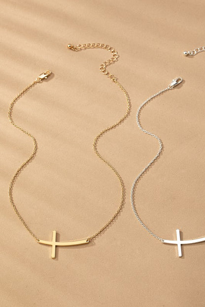 Sideways Cross Necklace