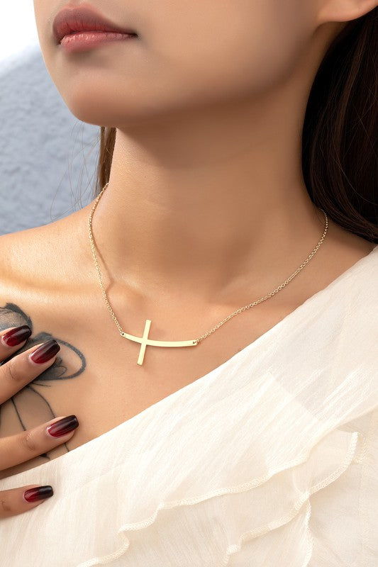 Sideways Cross Necklace