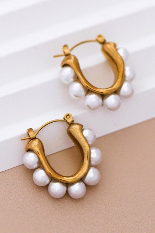 Pearls On Pearls Hoops