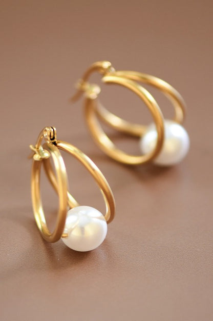 Pearl Hoop Earrings