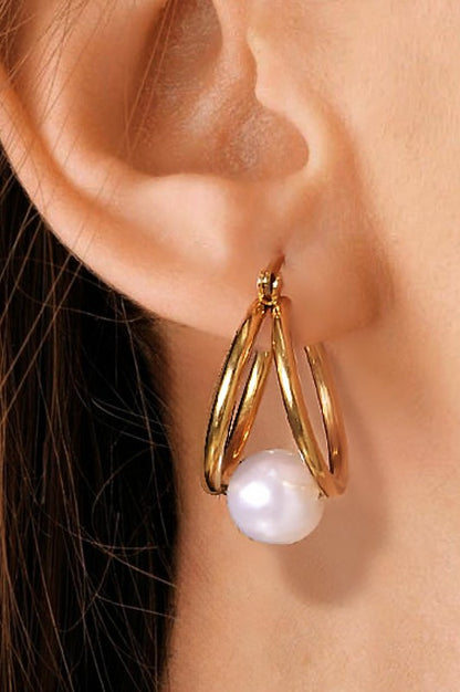 Pearl Hoop Earrings