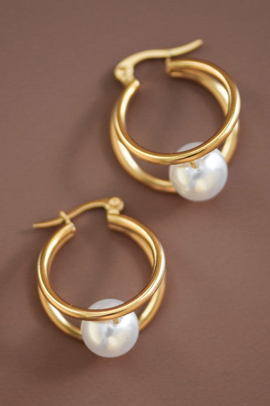 Pearl Hoop Earrings