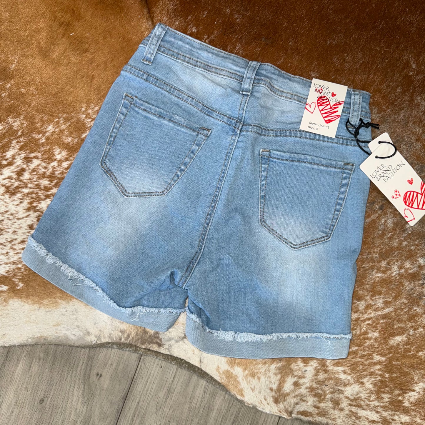 LVS High Rise Distressed Denim Shorts