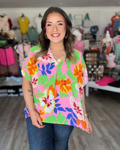 Tropical Flower Tunic Blouse