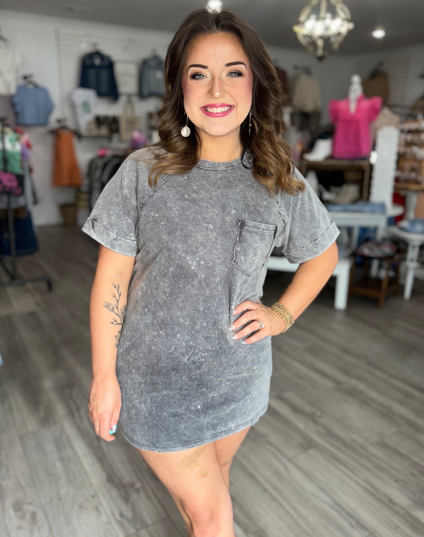 Washed Pocket Tee Dress