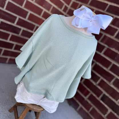 Ruffle Sleeves Loose-Fit Crop Top