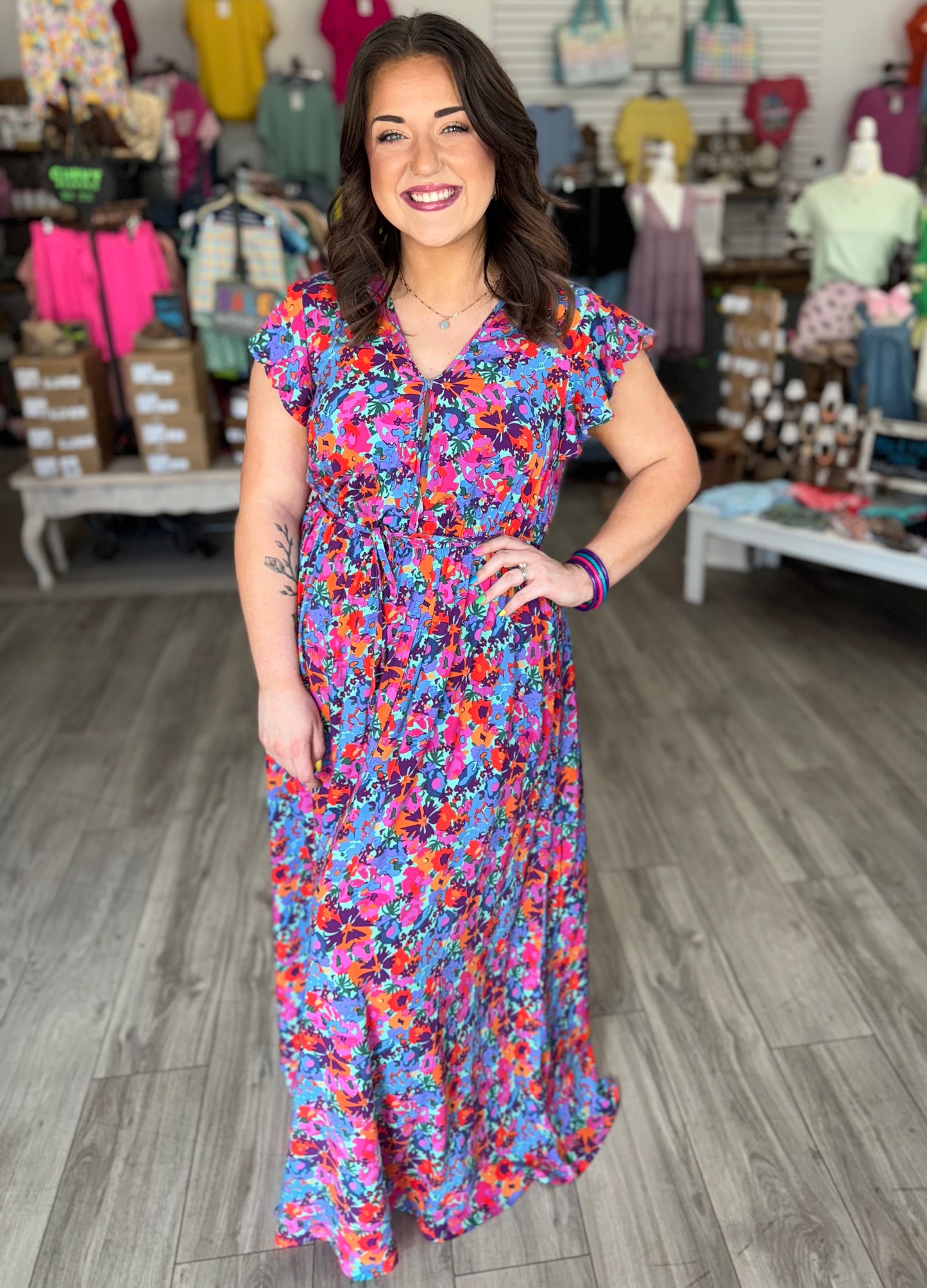 Floral Print Wrap Maxi Dress