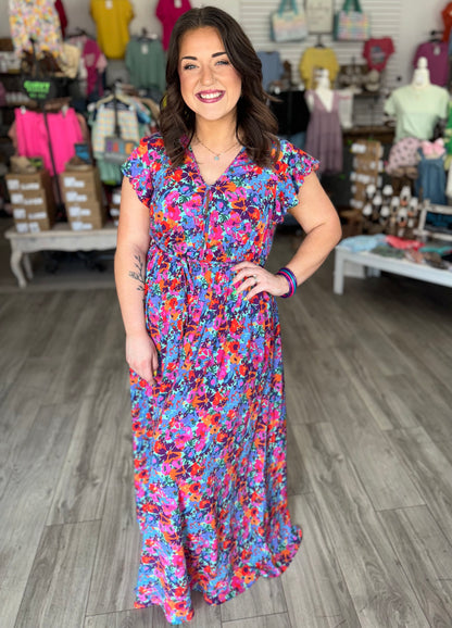 Floral Print Wrap Maxi Dress