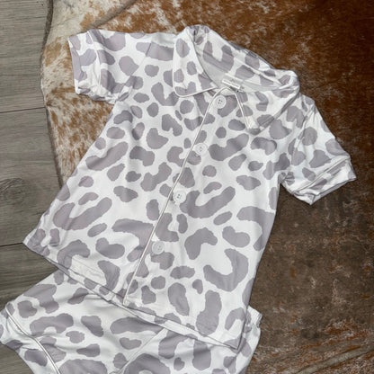 Girls Grey Leopard PJs