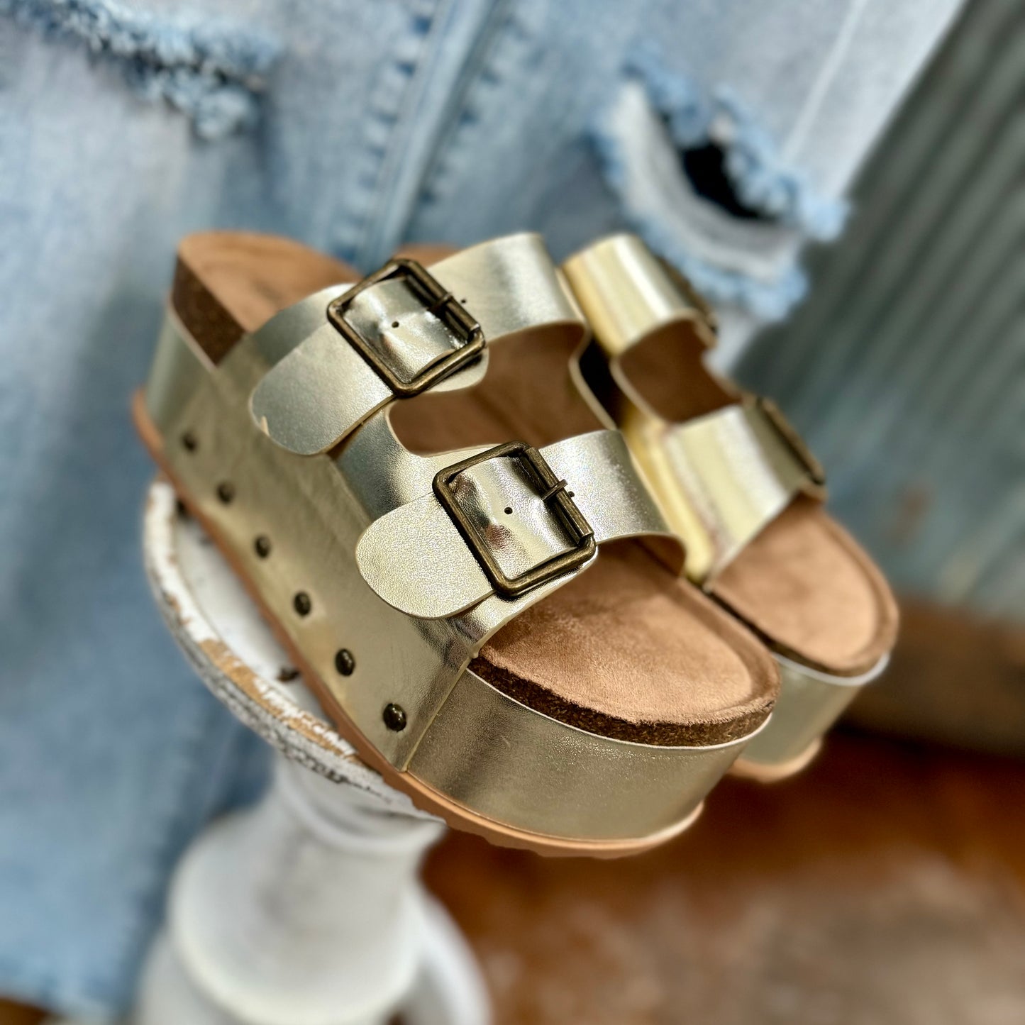 Blowout Buckle Platform Sandal