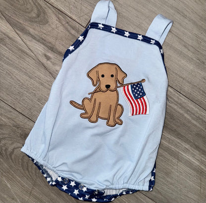 Dog 4th of July Boys Romper