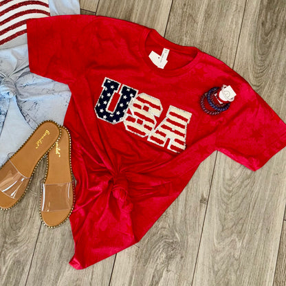 USA Chenille Patch Tee