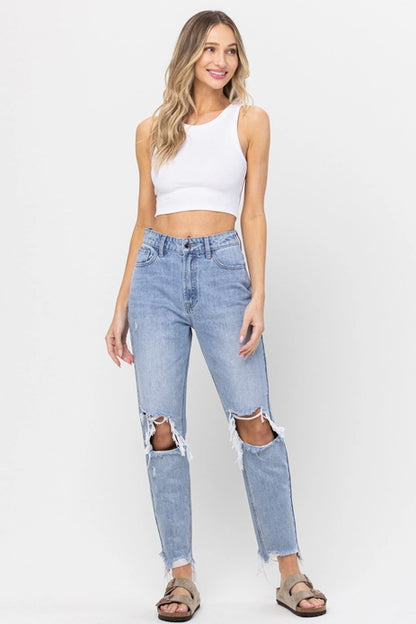 High Rise Knee Blowout Boyfriend Jelly Jean