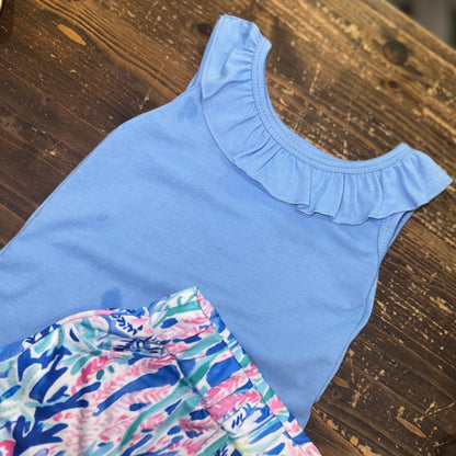 Blue Watercolor Ruffle Set