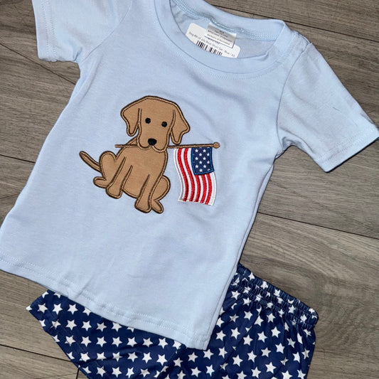 Dog 4th of July Boys Short Set