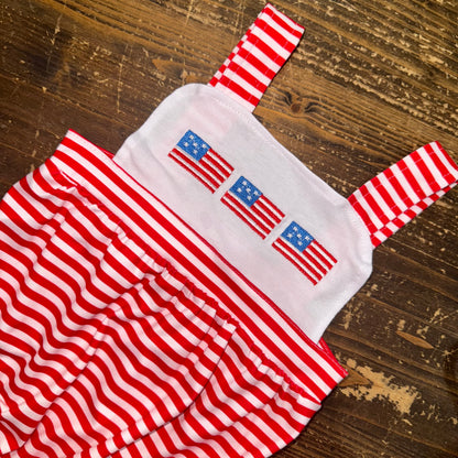 Embroidered Flag Striped Romper