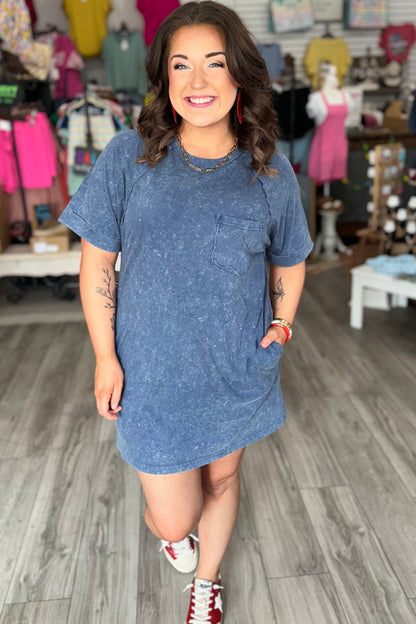 Washed Pocket Tee Dress