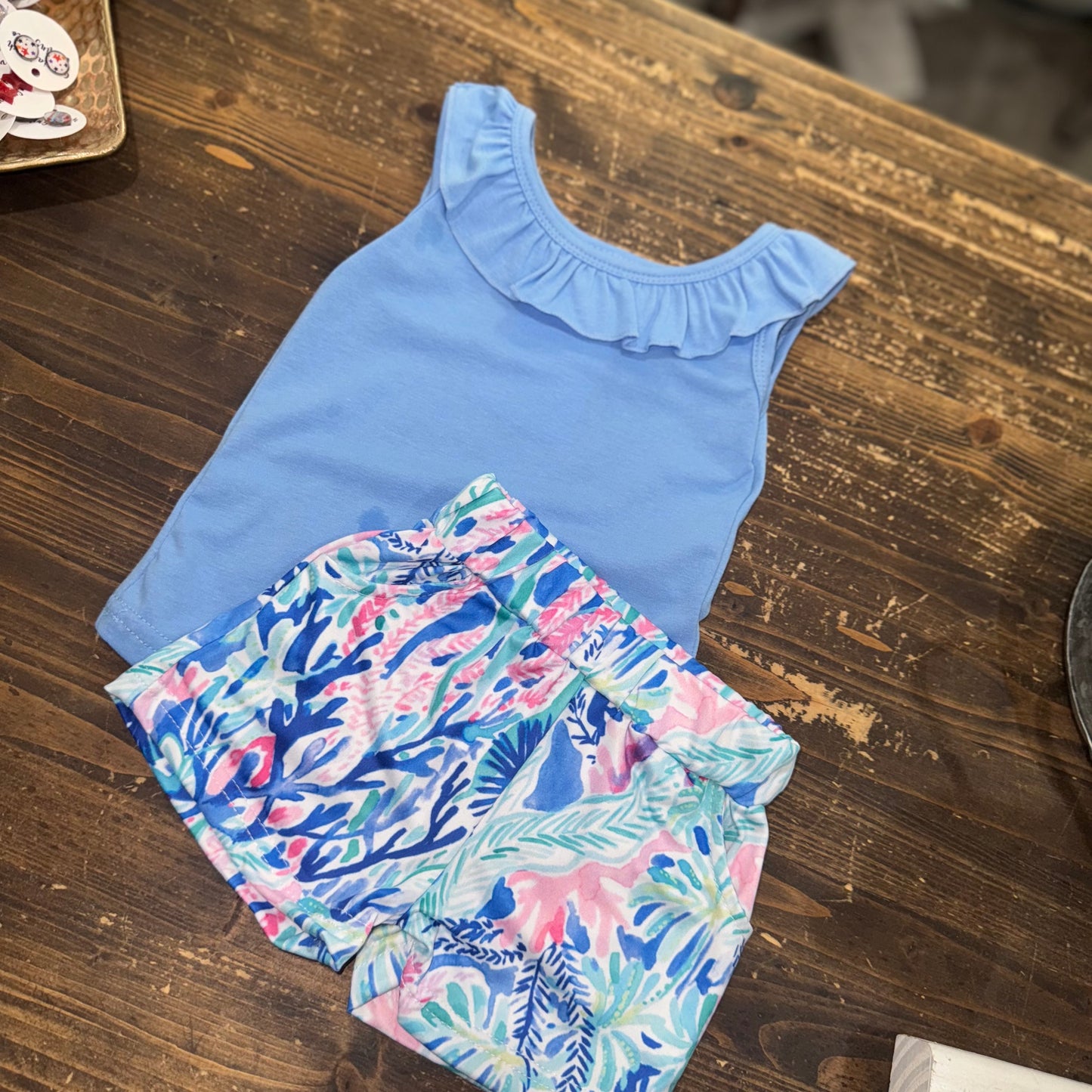 Blue Watercolor Ruffle Set