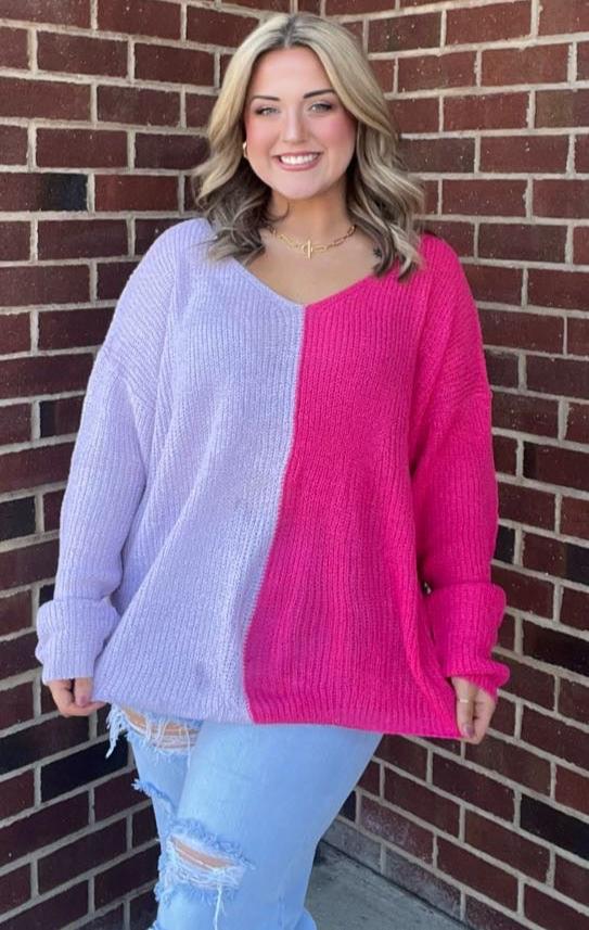 Pink & Lavender Colorblock Sweater