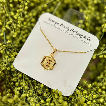 Hexagon Initial Necklace