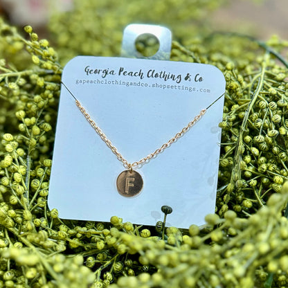 Brass Coin Initial Pendant Necklace