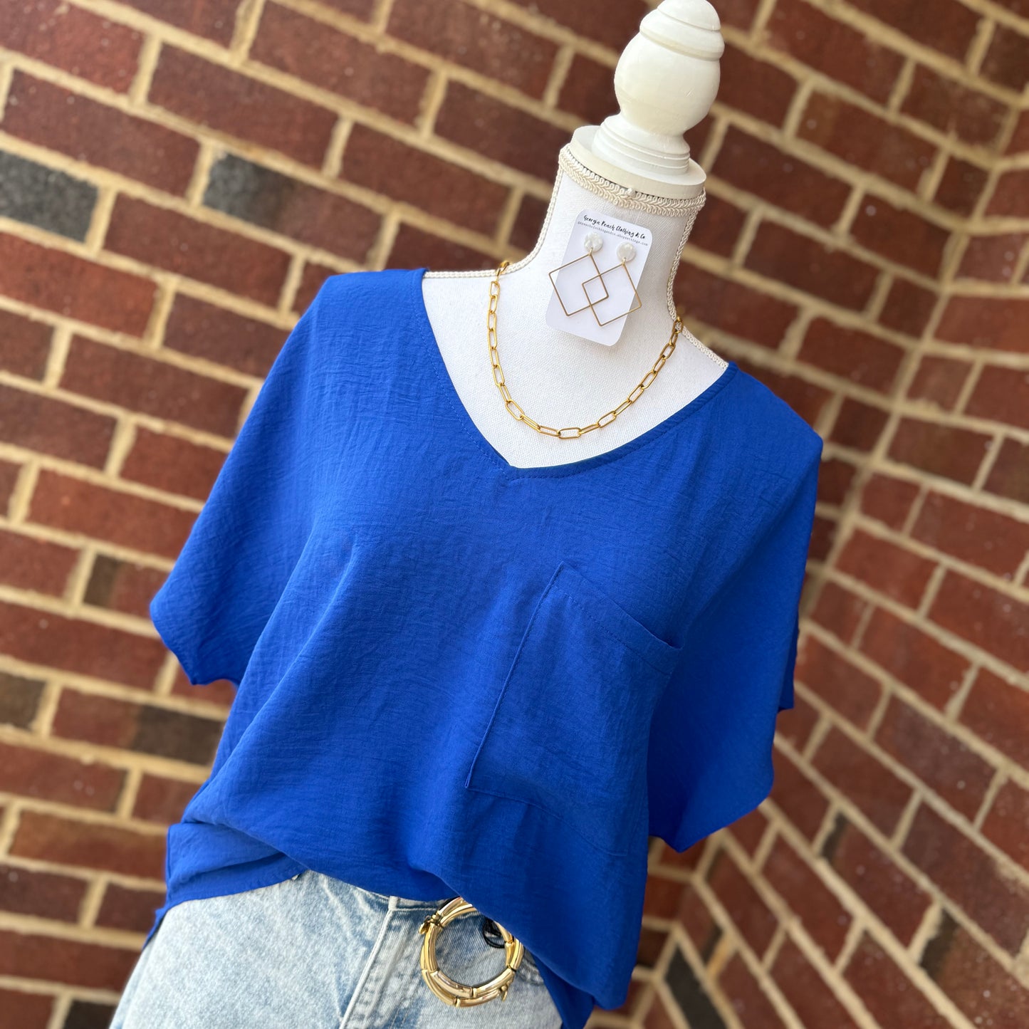 V-Neck Dolman Pocket Top