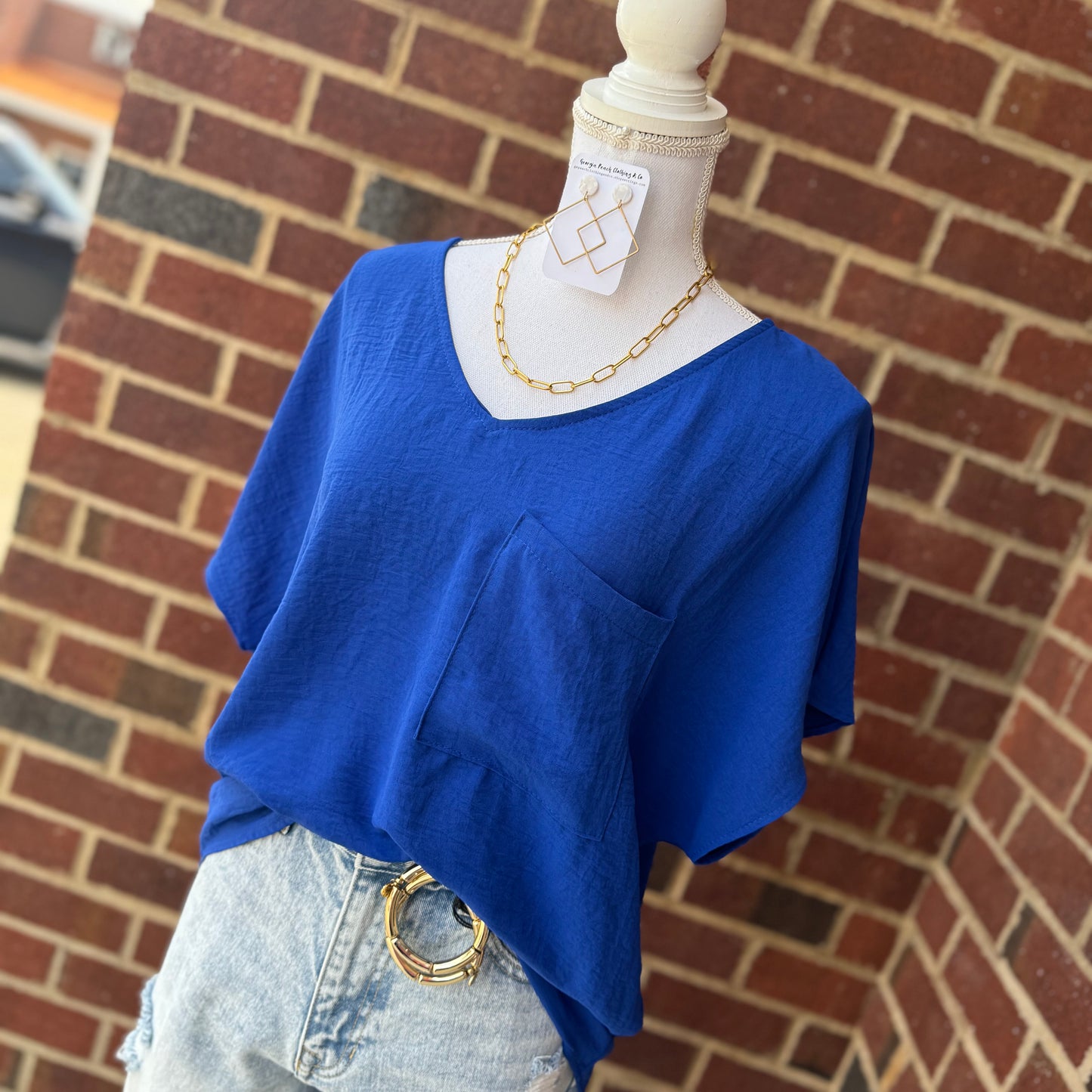 V-Neck Dolman Pocket Top