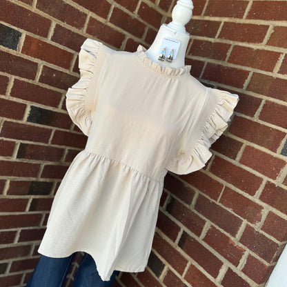 Solid Ruffle Baby Doll Top