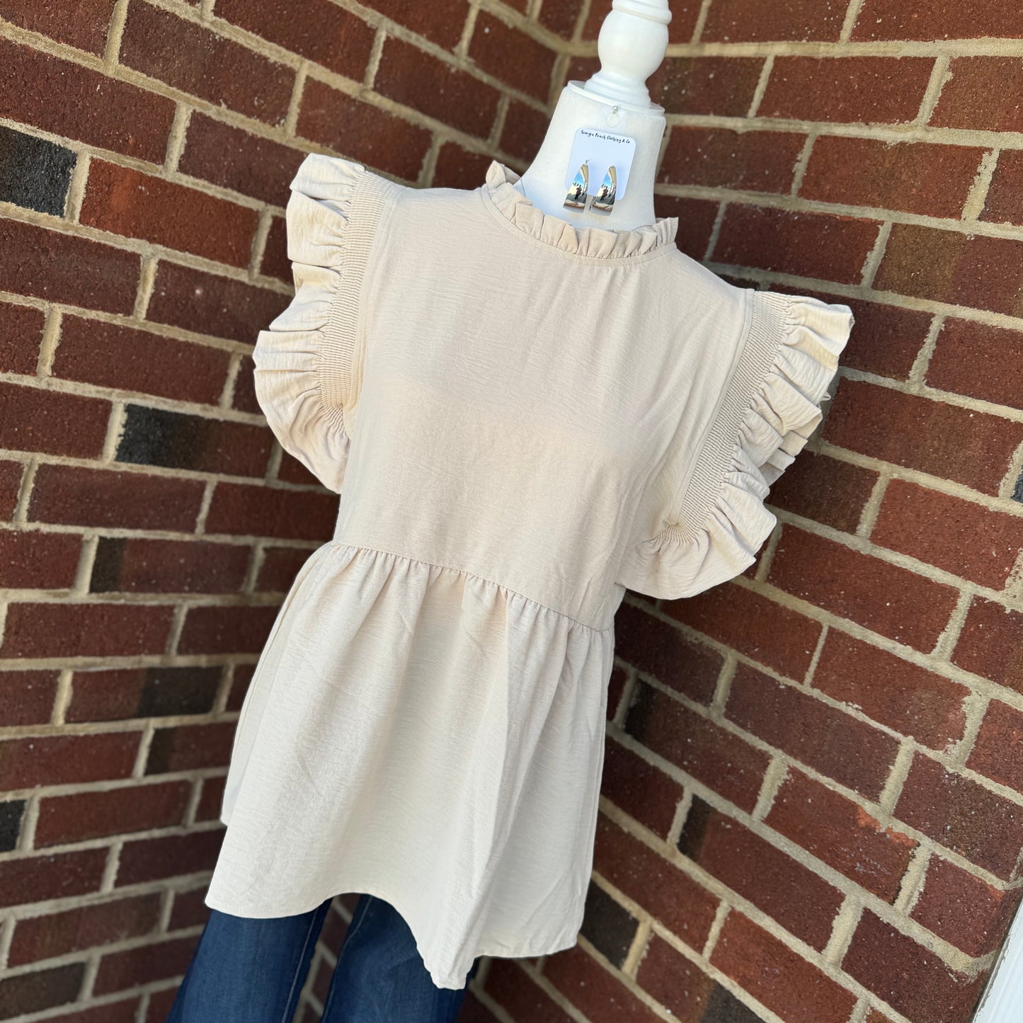 Solid Ruffle Baby Doll Top