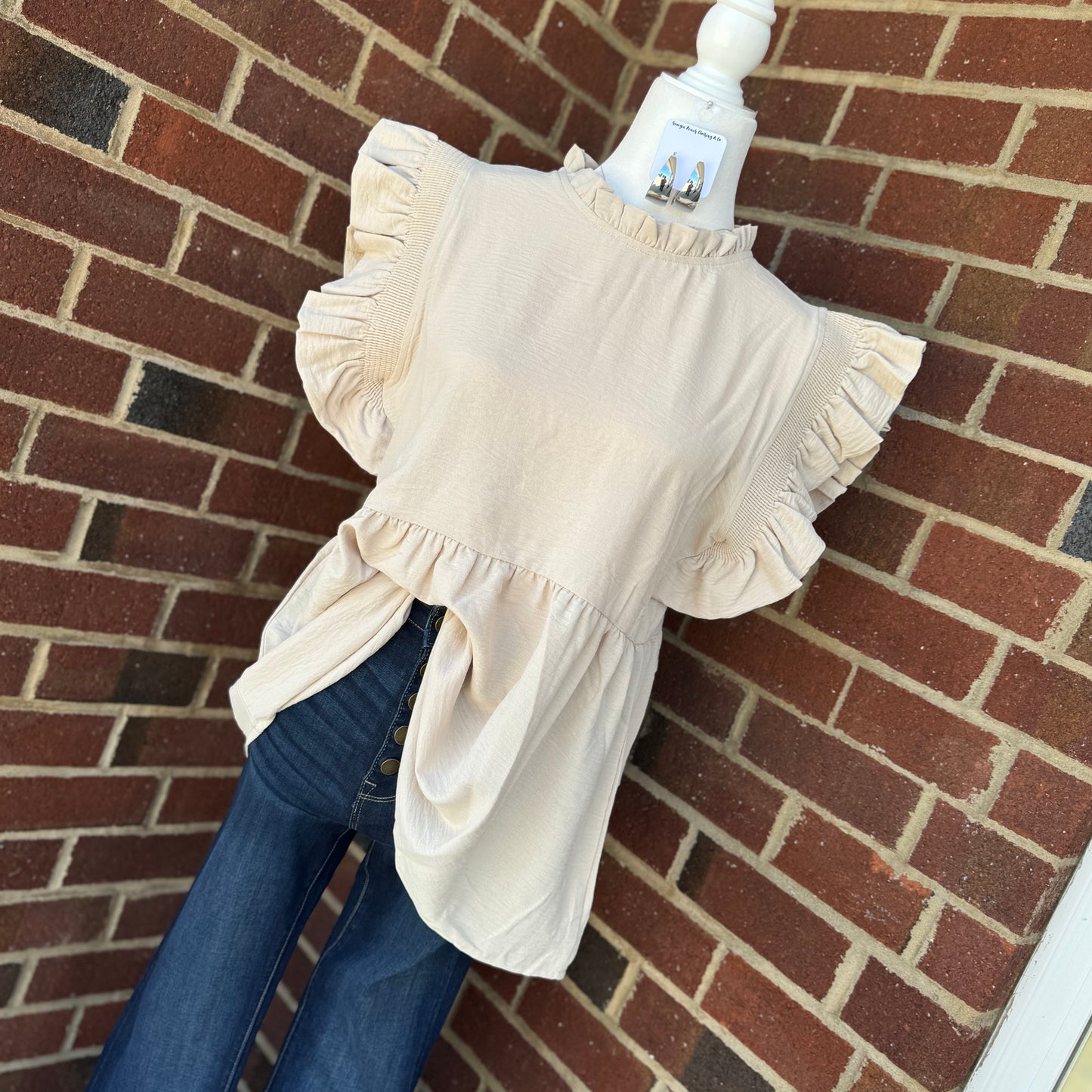 Solid Ruffle Baby Doll Top