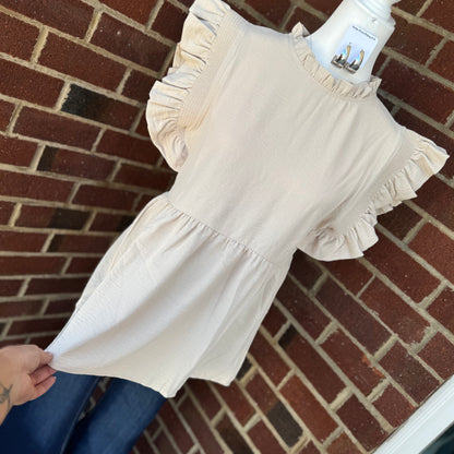 Solid Ruffle Baby Doll Top