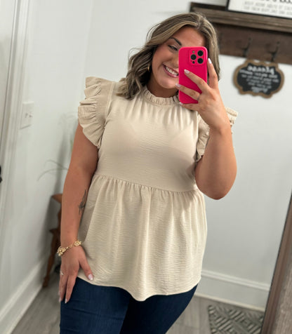 Solid Ruffle Baby Doll Top