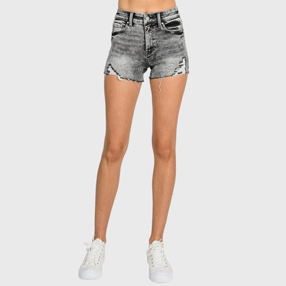 Acid Wash HR Distressed Shorts